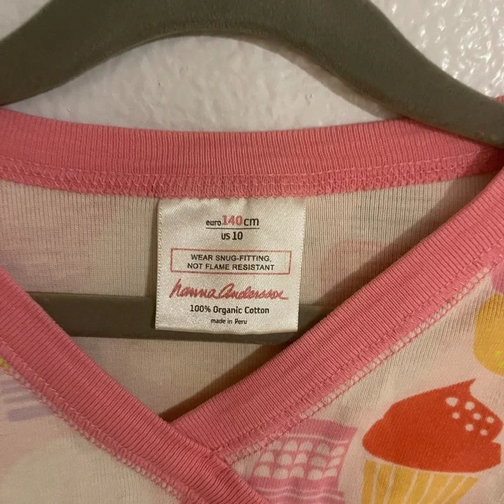 Hanna Andersson Kids Girls Pink/Multicolor Cupcake Kimono Pajama Set Size 10 - Picture 10 of 14